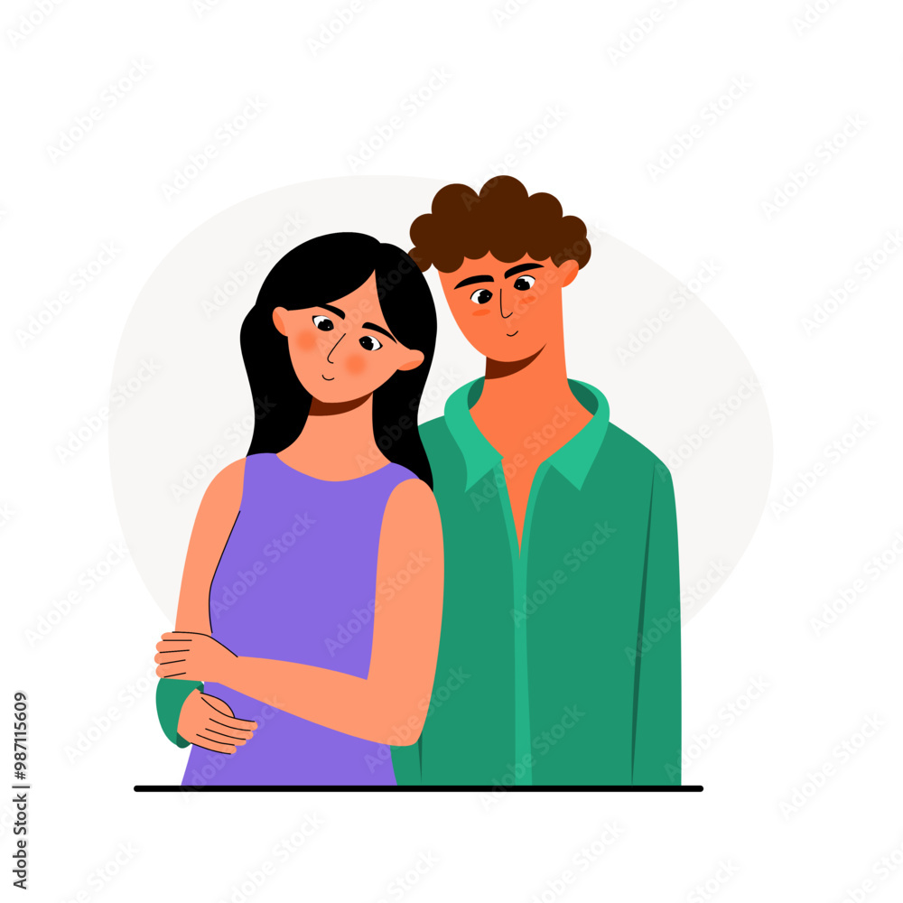 Couple hugging vector art illustration Couple hugging vector art illustration