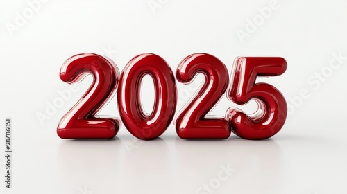 3D numbers "2025" in the form of New Year's toys in red color, cgi, 3d rendering, AI Generative