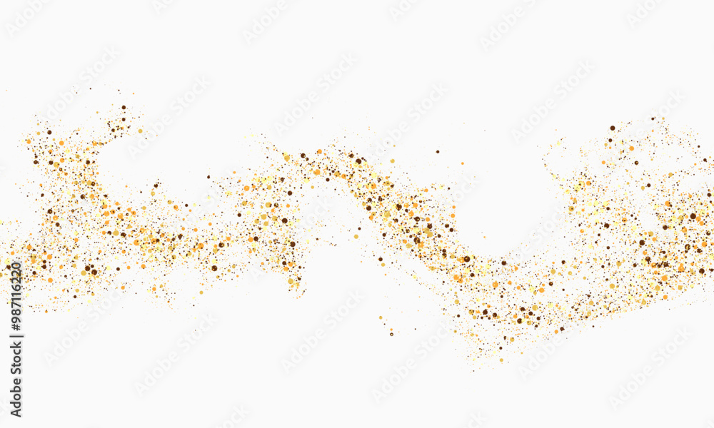 Scattered golden particles on white background. Holiday background or design element. New Year and Christmas Scattered golden particles on white background. Holiday background or design element. New Year and Christmas