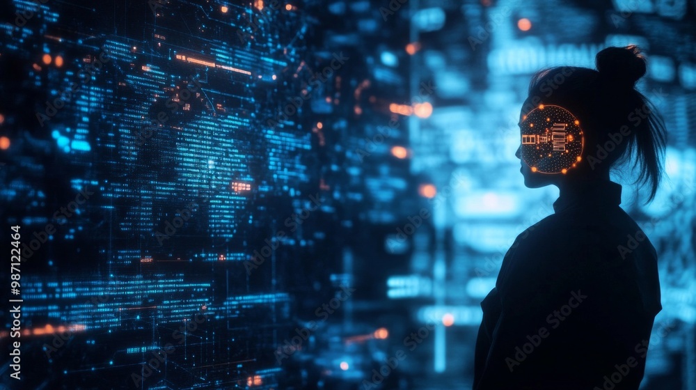 a human being working with conversational AI for IT network management, AI Generative a human being working with conversational AI for IT network management, AI Generative