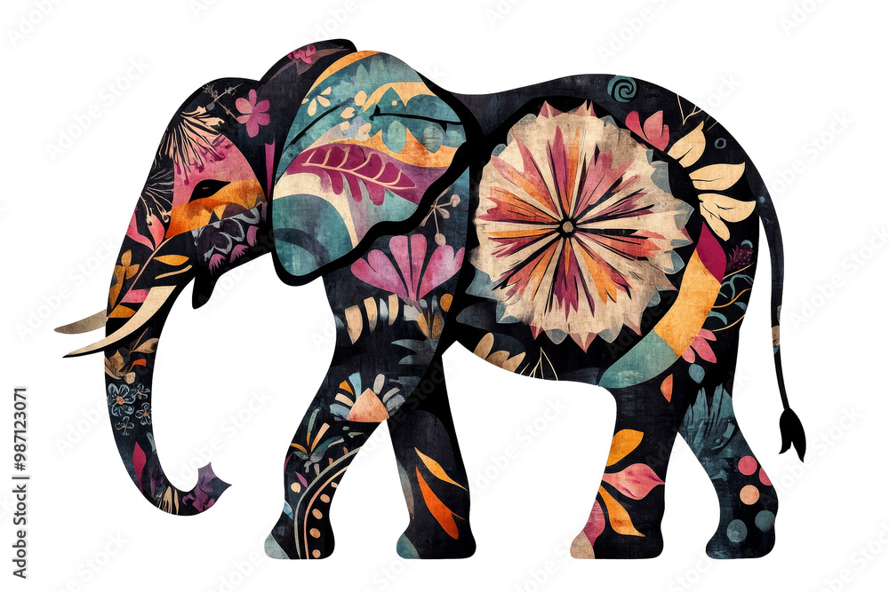 Obraz premium elephant graphic pattern isolated on white