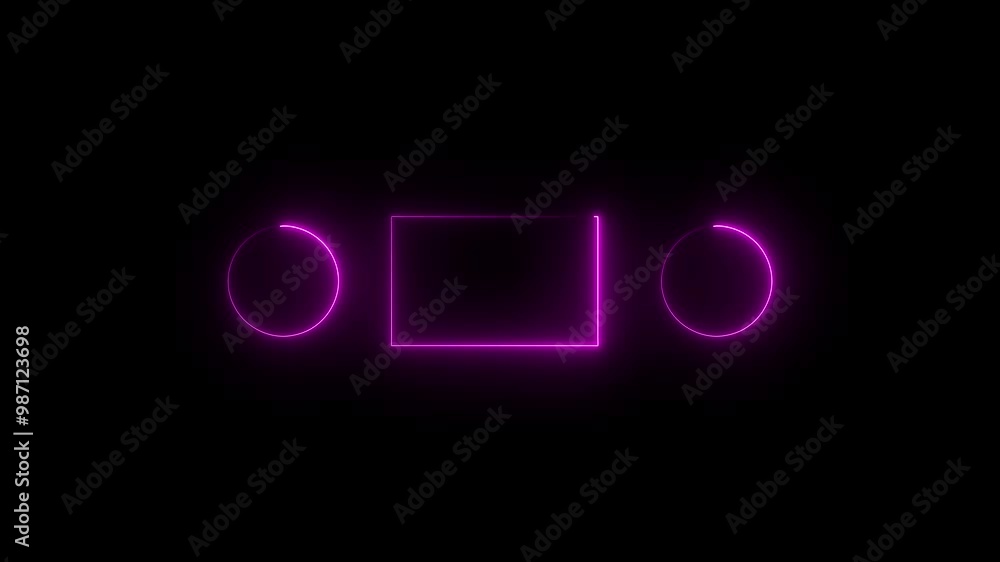 Pink color Rectangle and circle shape blank area colorful neon animation on black background. Neon frame animation, circle and rectangle neon lighting frame. Pink color Rectangle and circle shape blank area colorful neon animation on black background. Neon frame animation, circle and rectangle neon lighting frame.