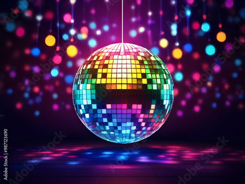 disco ball with disco lights,Ai generated 