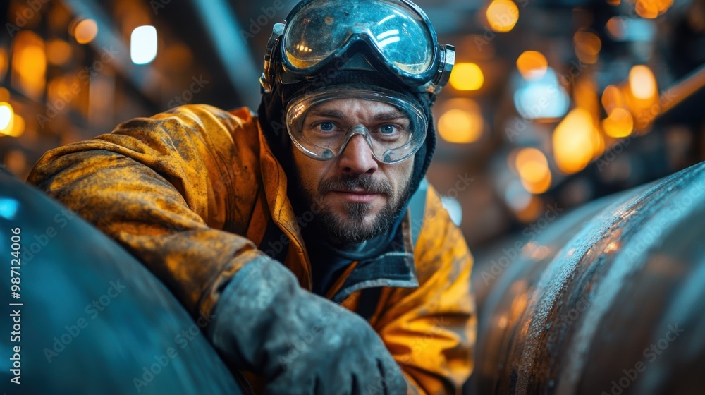Close-Up Portrait of a Focused Industrial Worker Close-Up Portrait of a Focused Industrial Worker