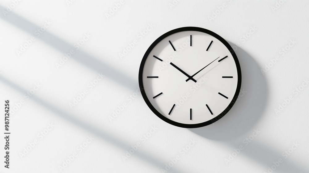 Minimalist Wall Clock in Sunlight - Black and White Fine Art Minimalist Wall Clock in Sunlight - Black and White Fine Art