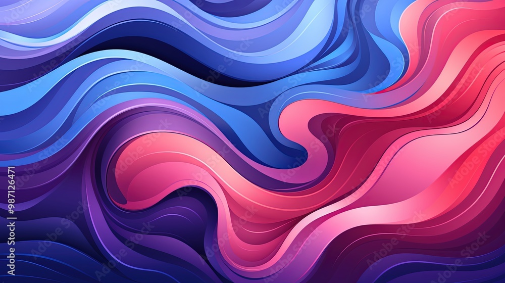 Vibrant Abstract Fluid Background Featuring Purple and Blue Color Gradients