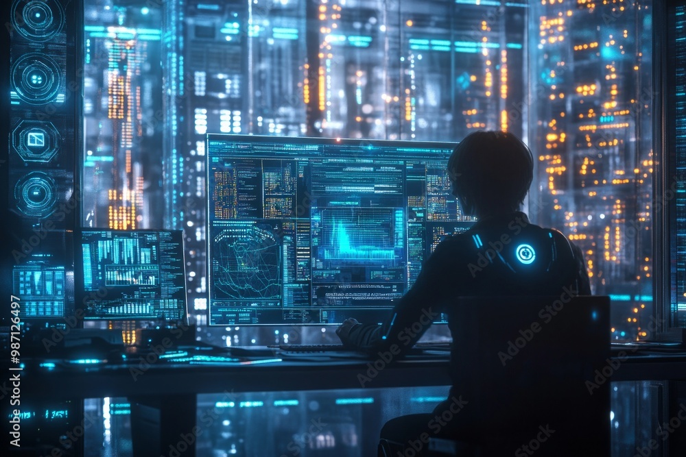A realistic image depicting advanced data processing technology related to document management in accounting systems. The scene features a professiona, AI Generative A realistic image depicting advanced data processing technology related to document management in accounting systems. The scene features a professiona, AI Generative