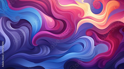 Vibrant Abstract Fluid Background Featuring Purple and Blue Color Gradients