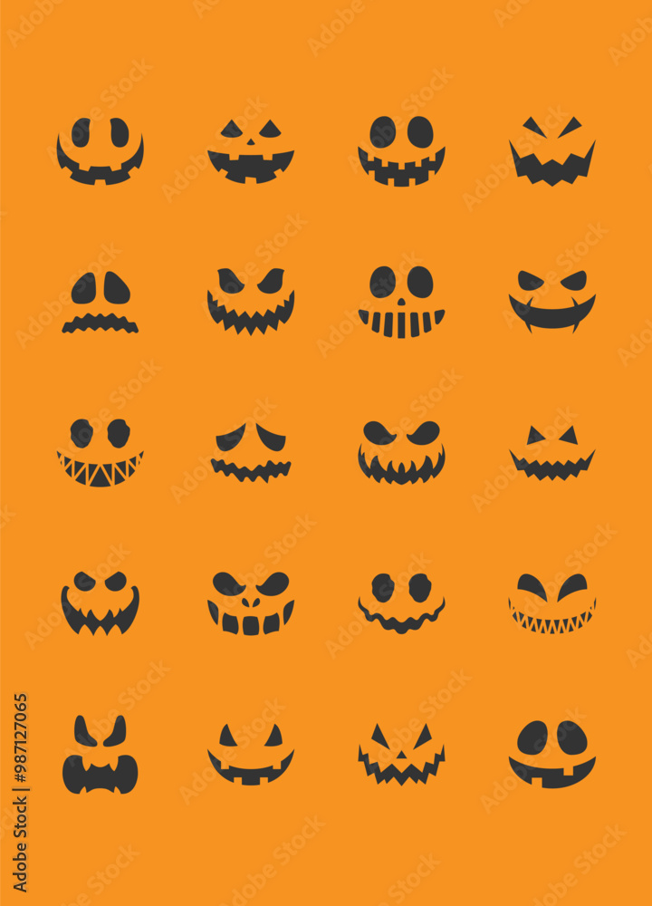 evil faces halloween vector set evil faces halloween vector set