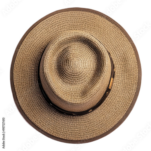 Safari hat top view isolate on transparent background