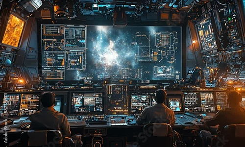 Futuristic Spacecraft Control Room