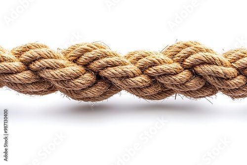 A thick, braided rope on a white background.