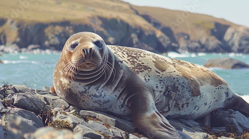 Majestic Seal Resting on Rocky Coastal Habitat