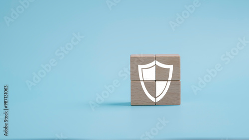 Obraz na płótnie Cybersecurity and privacy concepts to protect data. shield icon, internet network security technology. Businessman protecting personal data on internet, virtual screen interfaces. cyber security. w salonie