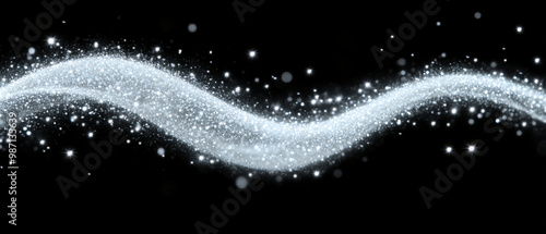 A stunning wave of sparkling particles gliding through a dark background, creating a sense of magic and wonder in the air.