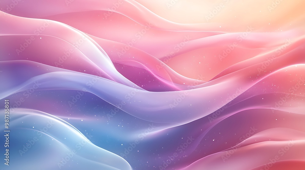 Fototapeta premium Abstract pink and blue waves ripple through the background, forming a vibrant design.
