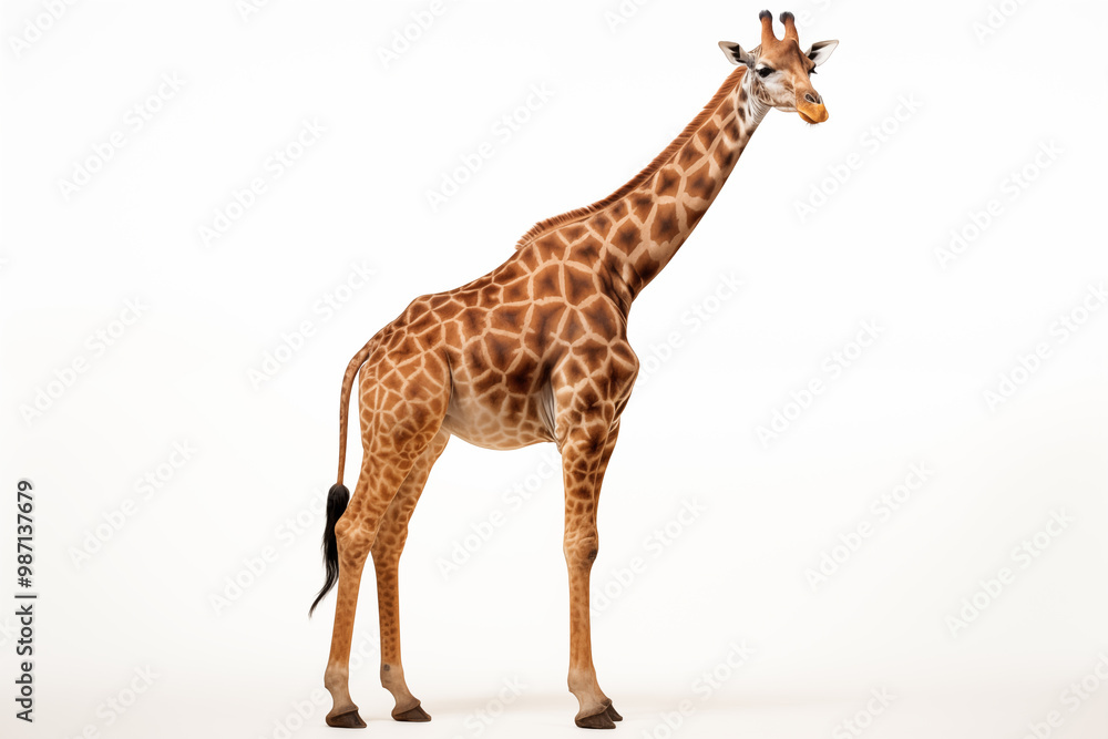 Fototapeta premium Giraffe over isolated white background. Animal