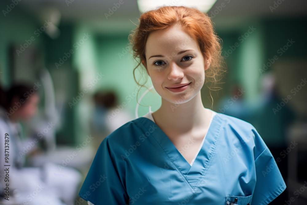 Young pretty redhead girl with surgeon uniform Young pretty redhead girl with surgeon uniform