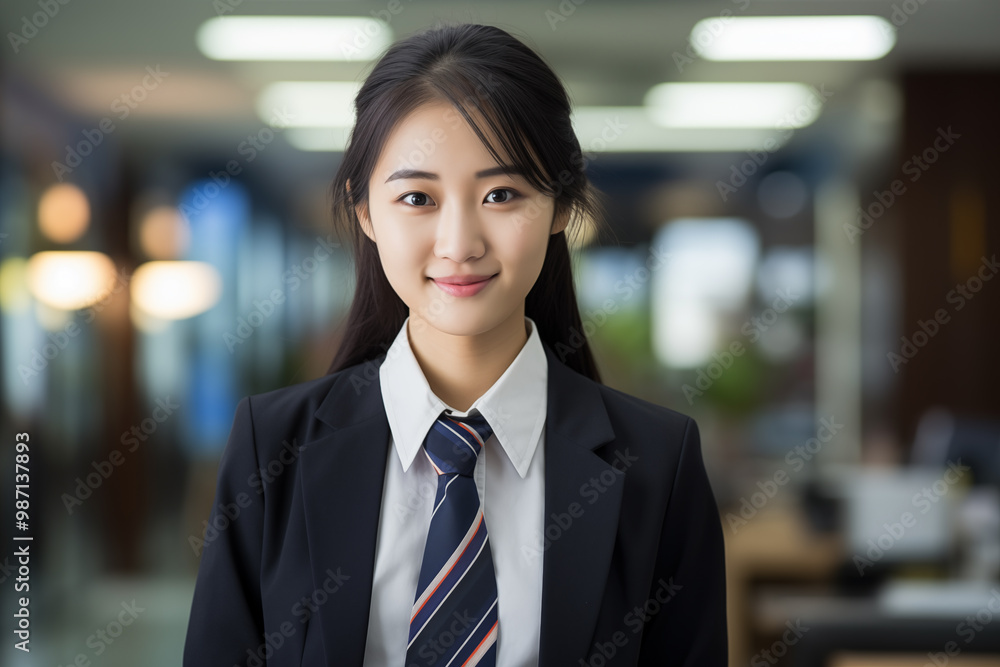 Young pretty Chinese girl business uniform Young pretty Chinese girl business uniform