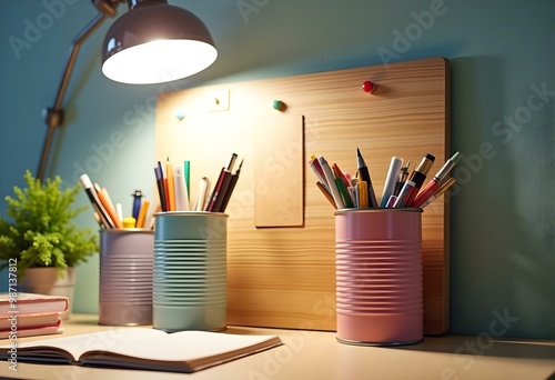 DIY Desk Organizer Repurposed Cans for Pencils Crayons and School Supplies