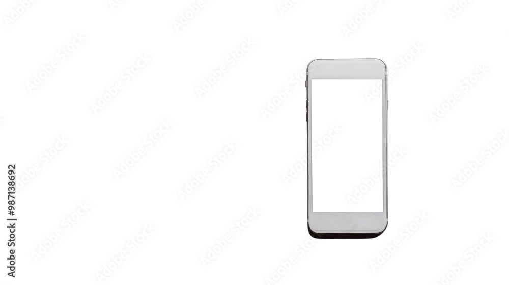 A white cell phone is sitting on a white background. isolated on a transparent background, a PNG file A white cell phone is sitting on a white background. isolated on a transparent background, a PNG file