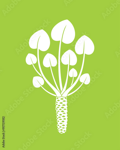Wasabi root  logo. Isolated wasabi root on green background
