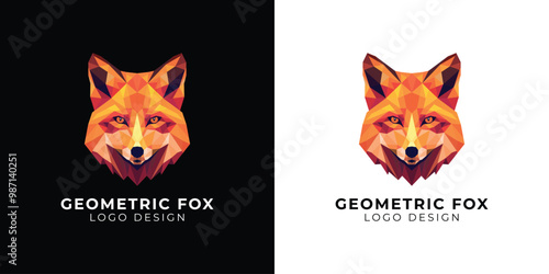 Geometric fox head logo design