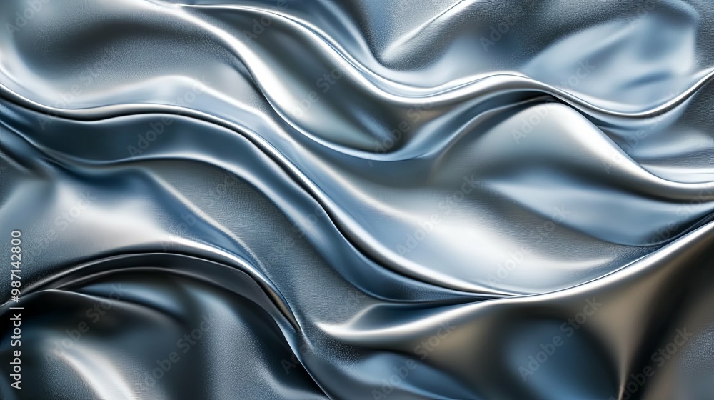 Abstract Silver Fabric with Draped Waves Abstract Silver Fabric with Draped Waves