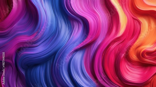 Abstract background of vibrant multicolor gradient brushstrokes, creating a smooth and wavy texture