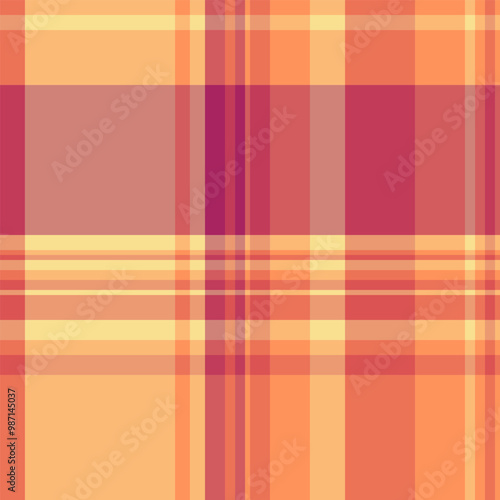 American vector seamless pattern, proud plaid background check. Industrial textile tartan texture fabric in orange and red colors.
