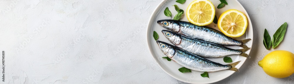 Fresh fish served with lemon slices on a plate, perfect for culinary presentations and healthy meal ideas.