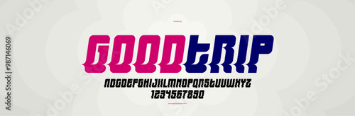 Bended and deformed display font for logos and posters, vector distorted and twisted italic typeface for headlines and advertising, letters and numbers alphabet typography.