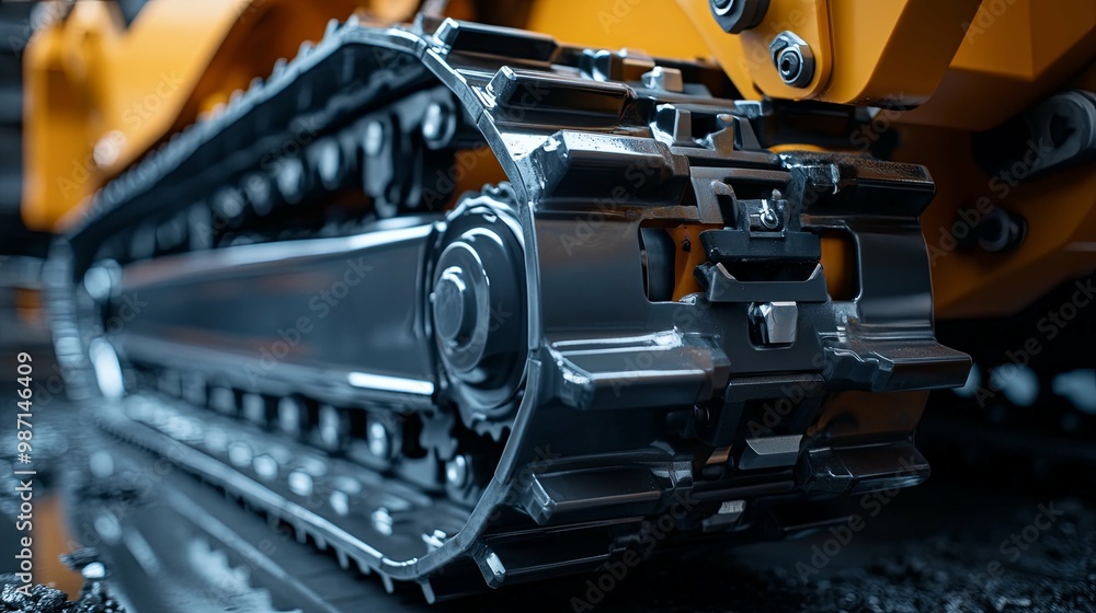 Close-up of a Track on a Construction Vehicle Close-up of a Track on a Construction Vehicle