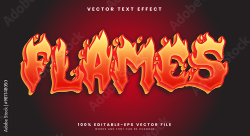 Flames 3D editable text effect template Suitable for Fire Style