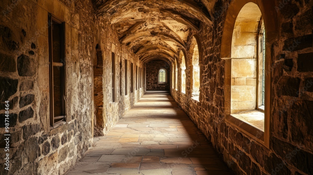 Fototapeta premium Stone Corridor with Light