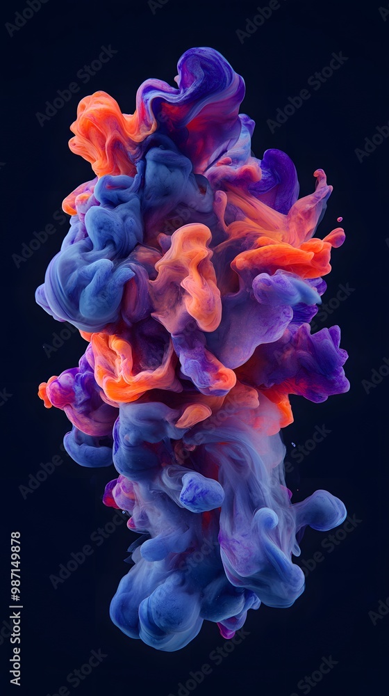 Colorful ink clouds swirling together in an explosion of color Colorful ink clouds swirling together in an explosion of color