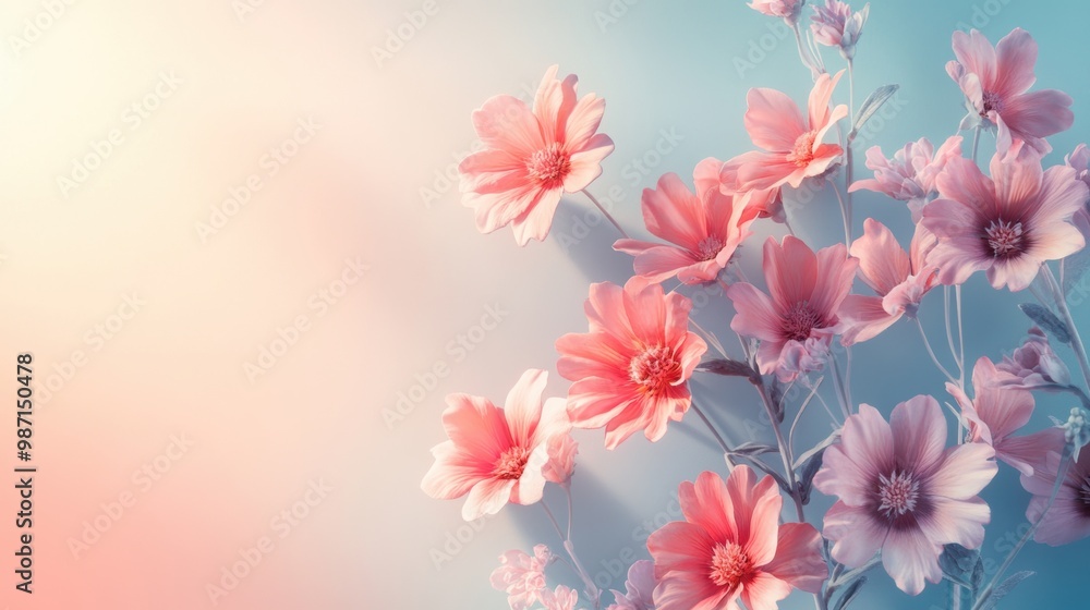 pastel flowers on a minimalist backdrop, perfect for a nature-inspired product display concept banner showcasing elegance and beauty pastel flowers on a minimalist backdrop, perfect for a nature-inspired product display concept banner showcasing elegance and beauty