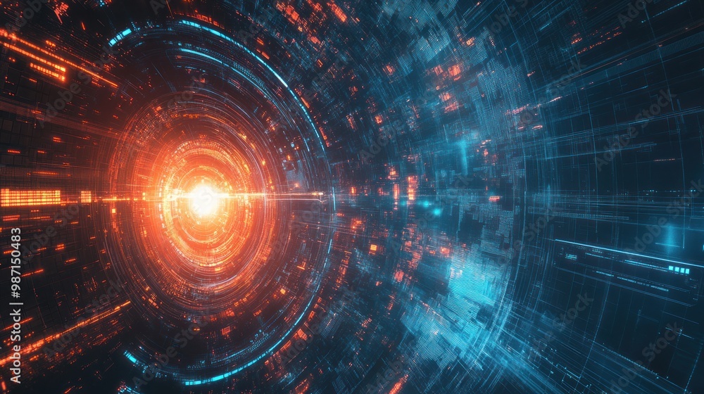 Obraz premium Abstract Digital Tunnel