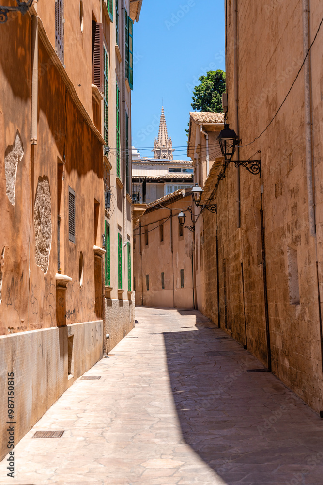 Enge Gasse Straße in Palma de Mallorca auf Mallorca Spanien Enge Gasse Straße in Palma de Mallorca auf Mallorca Spanien