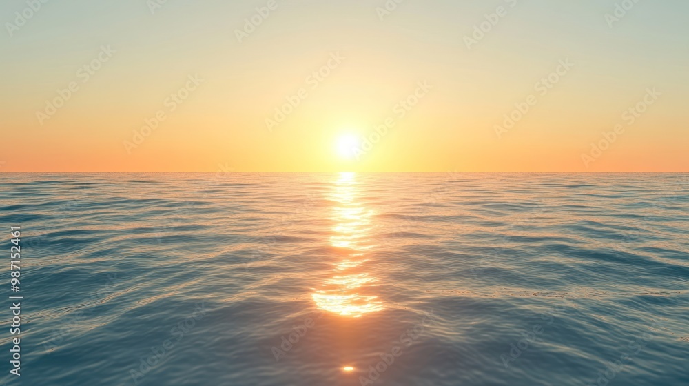 Obraz premium Golden Sunset Over the Ocean