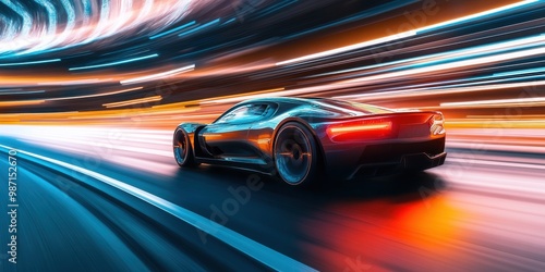 futuristic car speeding on a highway