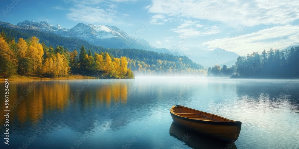 rowboat on a peaceful lake rowboat on a peaceful lake