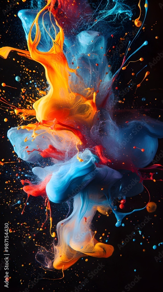 Colorful ink clouds swirling together in an explosion of color Colorful ink clouds swirling together in an explosion of color
