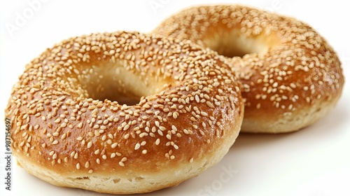 Freshly Baked Sesame Seed Koulouri - Traditional Greek Bread Ring.