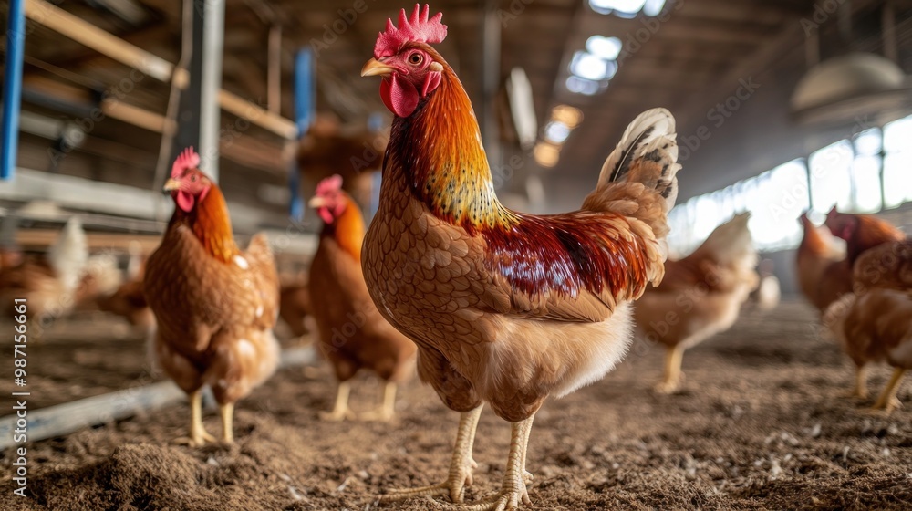 Fototapeta premium Chickens in a Coop