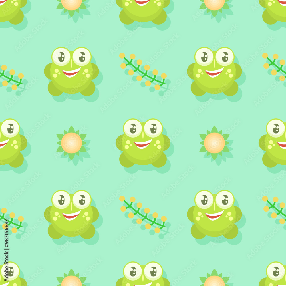 Fototapeta premium Seamless Pattern Abstract Elements Animal Frog Vector Design Style Background Illustration Texture For Prints Textiles, Clothing, Gift Wrap, Wallpaper, Pastel