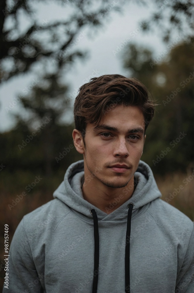 A young man wearing a hoodie stands thoughtfully in a woodland area during overcast weather, capturing a moment of contemplation. A young man wearing a hoodie stands thoughtfully in a woodland area during overcast weather, capturing a moment of contemplation.