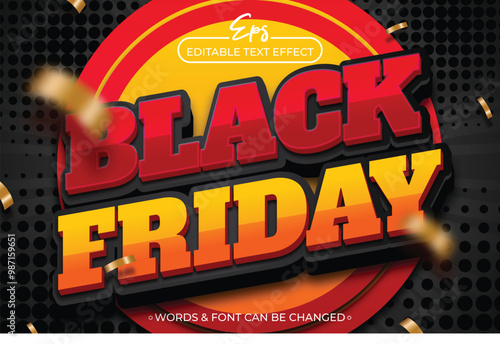3D Black Friday poster promo editable text effect template