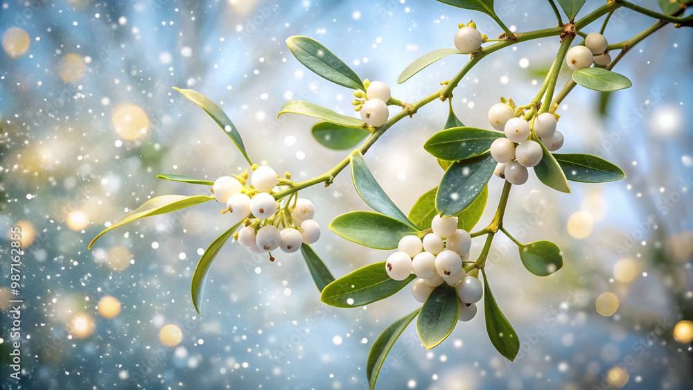 Obraz premium a close-up of a sprig of mistletoe
