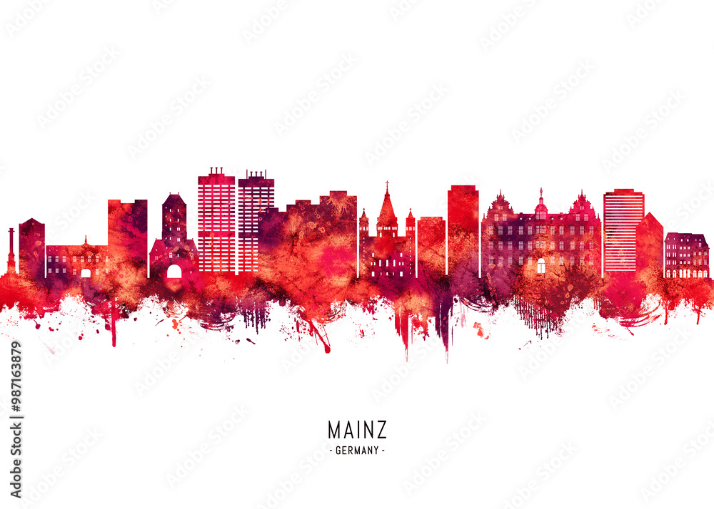 Mainz Germany Skyline Red Mainz Germany Skyline Red